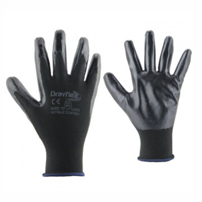 GUANTE DE NITRILO DRAYFLEX NEGRO T.M -9